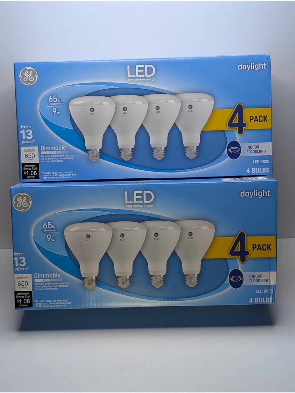 GE LED BR30 Daylight Floodlight Bulbs 8 Total Dimmable 65W Replacement